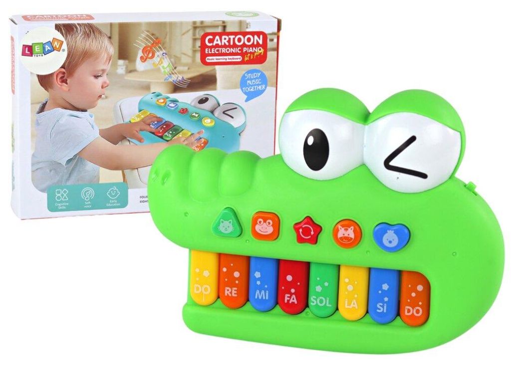 Leantoys Pädagogische Klavierorgel, grünes Krokodil, Lichtgeräusche