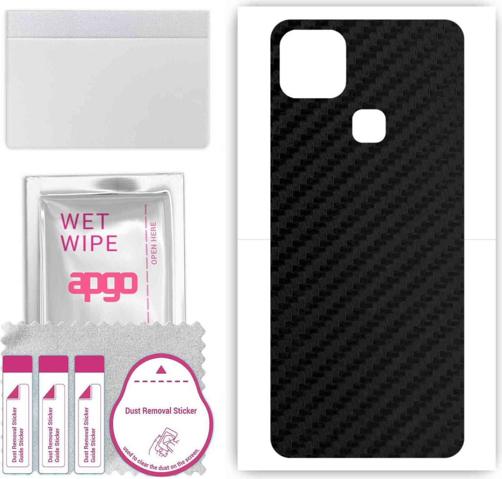 apgo Rückseite Schutzfolie, Skin, kompatibel mit Infinix Hot 10i, Hinten Displayschutzfolie aus Vinylfolie, kratzfest, einfache Montage - Schwarze...
