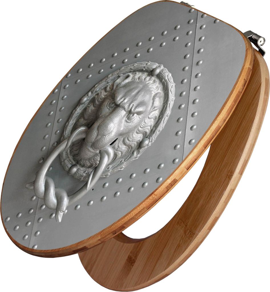 banjado Design WC Sitz Bambus 44x38x5cm - Eisentor - Toilettendeckel/Toilettensitz Bambus - hochwertiger Bambus Klodeckel/WC-Sitz mit Universal Sch...