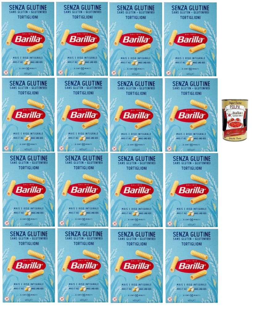 Barilla Glutenfrei Tortiglioni – 16 x 400 g (6,4 kg) | Mais & Reis, vegan & laktosefrei, al dente in 10 Min., Vorratspack für Familie & Gastro +...