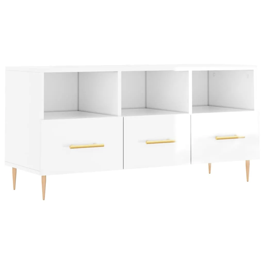 Mobile TV bianco lucido 102x36x50 cm materiale a base di legno