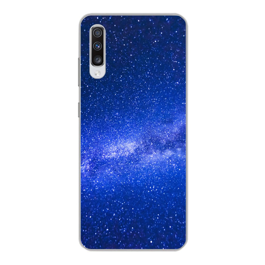 MuchoWow Handyhülle Schutzhülle Hülle für Samsung Galaxy A70 Sternenhimmel - Universum - Blau - Jungen - Mädchen - Kinder Silikon Softcase H...