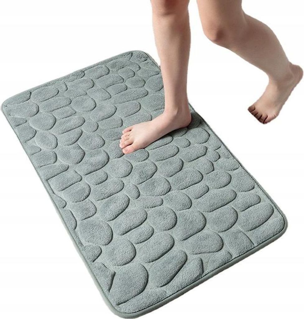 BADEMATTE Anti-Rutsch Memory Foam Stones MAT Dick GRAU