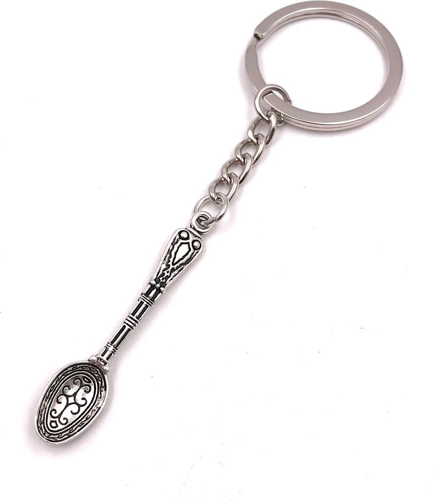 Onwomania Schlüsselanhänger Löffel Essbesteck Muster antik silber Anhänger Keychain