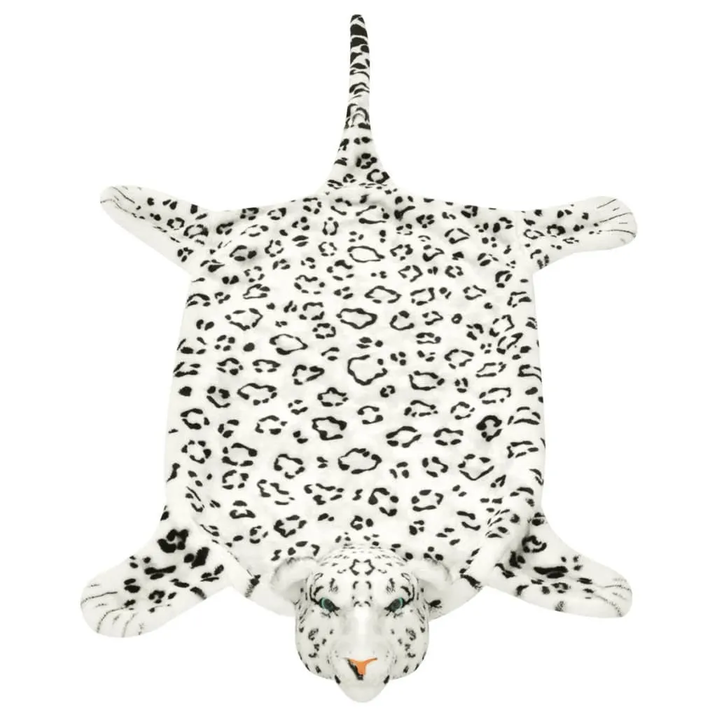 Grand tapis peau de bête léopard blanc 139 cm - Peluche réaliste
