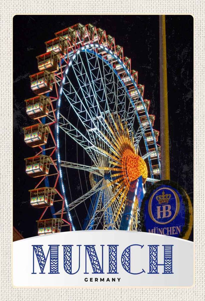 vianmo Holzschild 30x20 cm München Riesenrad Kirmes