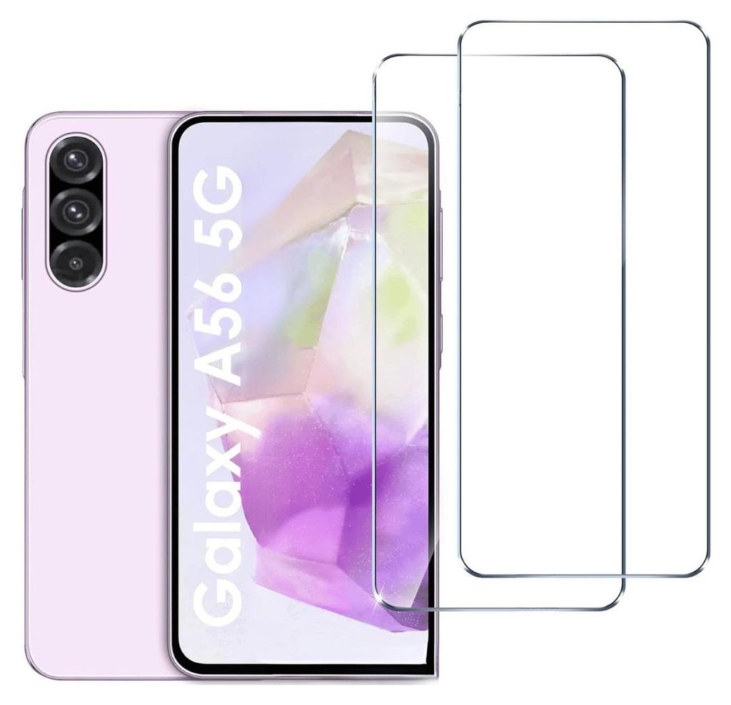 A light purple smartphone case and two screen protectors are displayed against a white background.