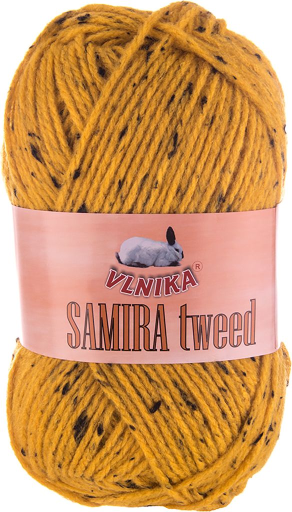 100g Strickgarn Samira Tweed Klassikgarn Strickwolle Handstrickgarne Farbwahl, Farbe:senfgelb