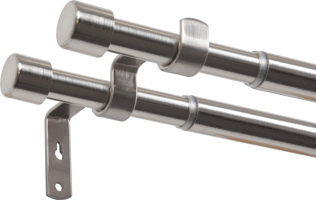 Mardom Home | Gardinenstange - Basic - Silber - Ausziehbar 160-290 cm - Vorhangstange Ø 19/16 mm - 2-läufig - Komplettstilgarnitur - für Gardinen