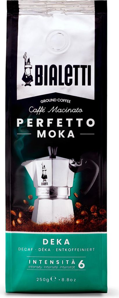 Bialetti Perfetto Moka Entkoffeiniert 250 g, 250 g, Medium geröstet, Kaffee, 40% Arabica, 60% Robust, Tasche