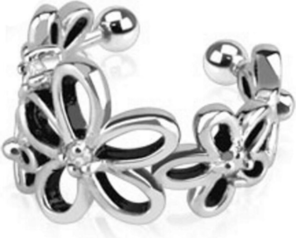 Ohrklemme Blume silber aus Messing für Damen Produktbild 