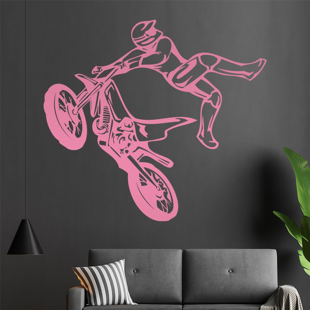 Motocross Jump Wandtattoo in 6 Größen - Wandaufkleber Wall Sticker - Dekoration, Küche, Wohnzimmer, Schlafzimmer, Badezimmer