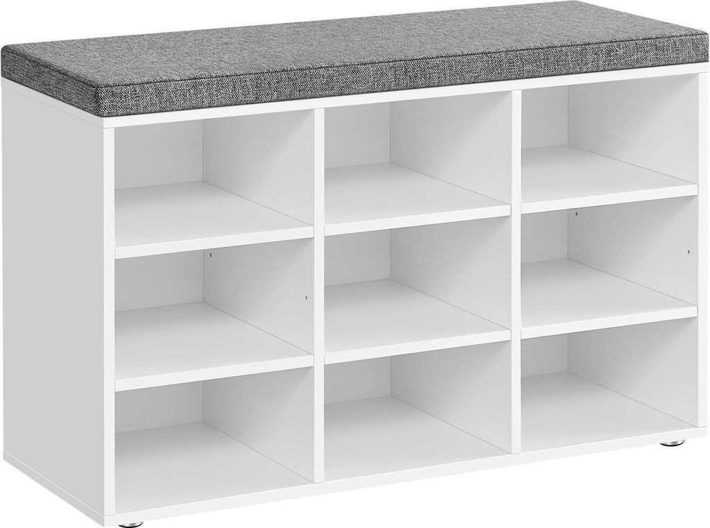 Songmics Schuhbank mit Stauraum und Kissen Taubengrau