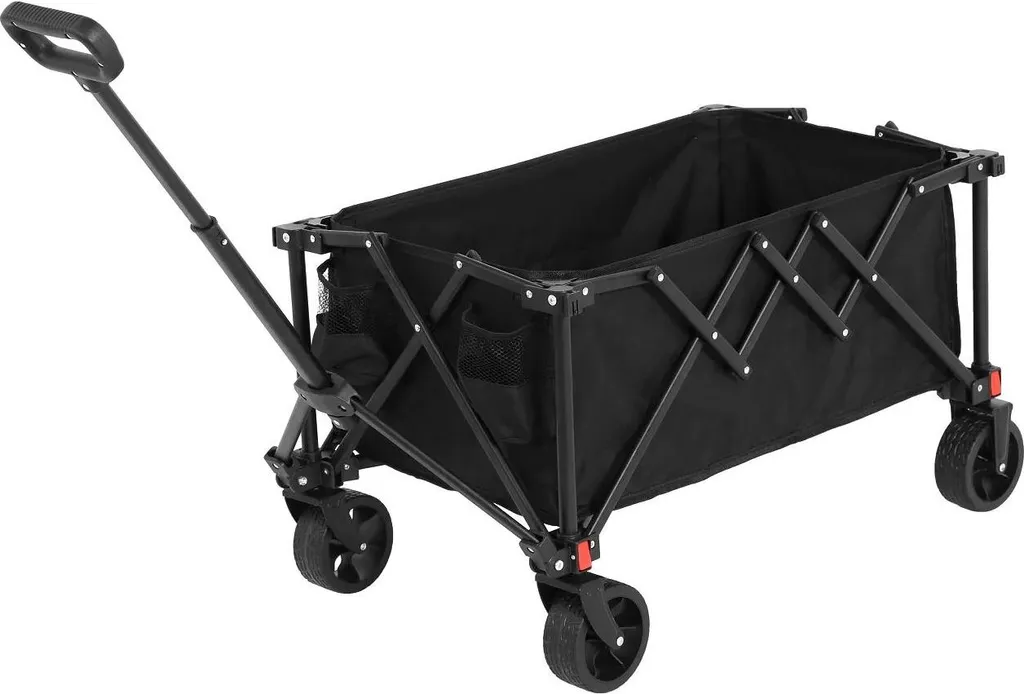 Chariot pliable noir 80L en acier et tissu Oxford 600D - Charge 60kg