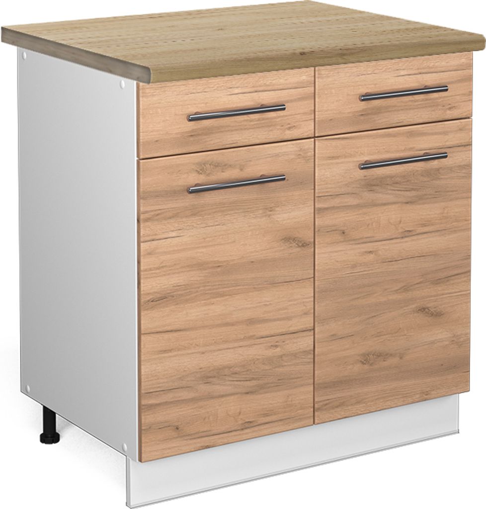 Küchenunterschrank Vicco Fame-Line Goldkraft Eiche 80 cm , AP Eiche, Model 46357