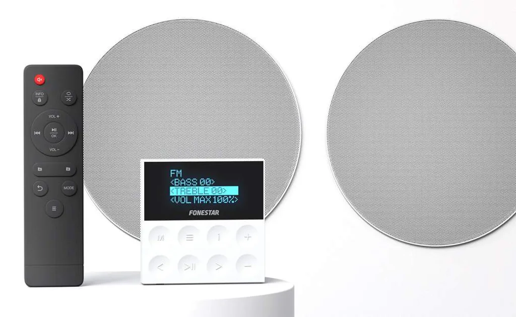 Ensemble Audio pour Cuisine et Salon avec 2 Enceintes Plafond Bluetooth