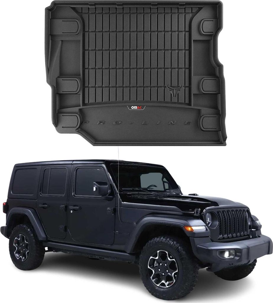 Tapis de Coffre pour Jeep Wrangler 2018-2025 TPE Noir Image du produit 