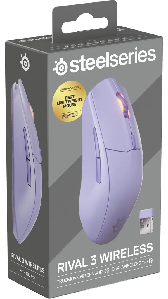 Souris Gaming Sans Fil SteelSeries Rival 3 Gen 2 Bluetooth Lavender - 4