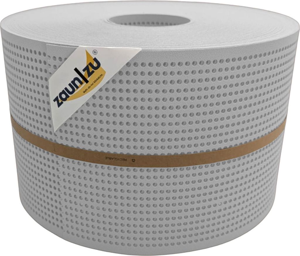 Doppelstab Sichtschutz zaun|zu PREMIUM gelocht 30% Streifen PP Zaunblende Lichtgrau 50m