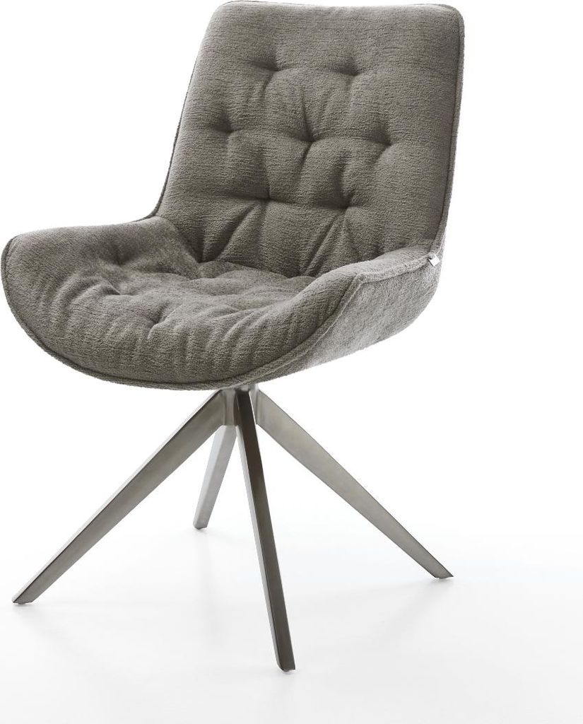 DELIFE Drehstuhl Taimi-Flex Bouclé Soft Schlamm Kreuzgestell breit Graphit 360° drehbar Wippfunktion