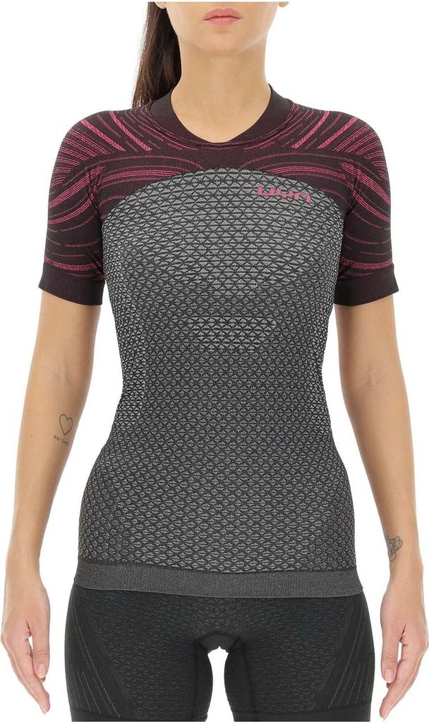UYN Alpha Coolboost kurzarm Laufshirt Damen dawn grey/pink gloss XS