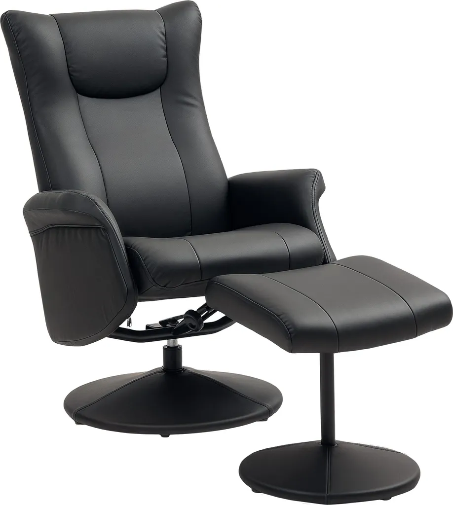 Fauteuil relax Fortuna Lai avec repose-pieds et pivotant à 360° noir