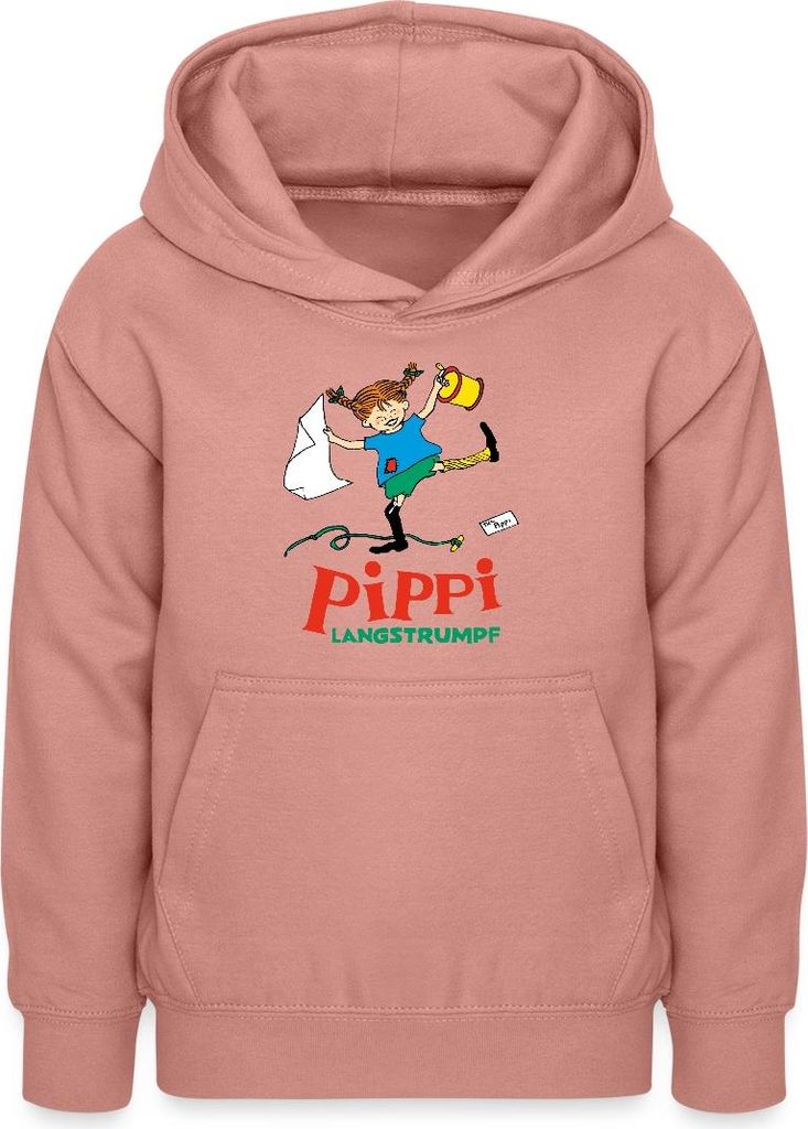 Spreadshirt Pippi Langstrumpf Pippi Hat Spaß Teenager Hoodie, L (9/11 Jahre), Altrosa
