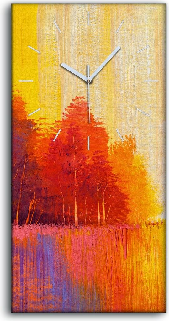 Leinwand Wanduhr Wandkunst Uhr 30x60 Original gemälde der Herbst Landschaft - weiße Hände