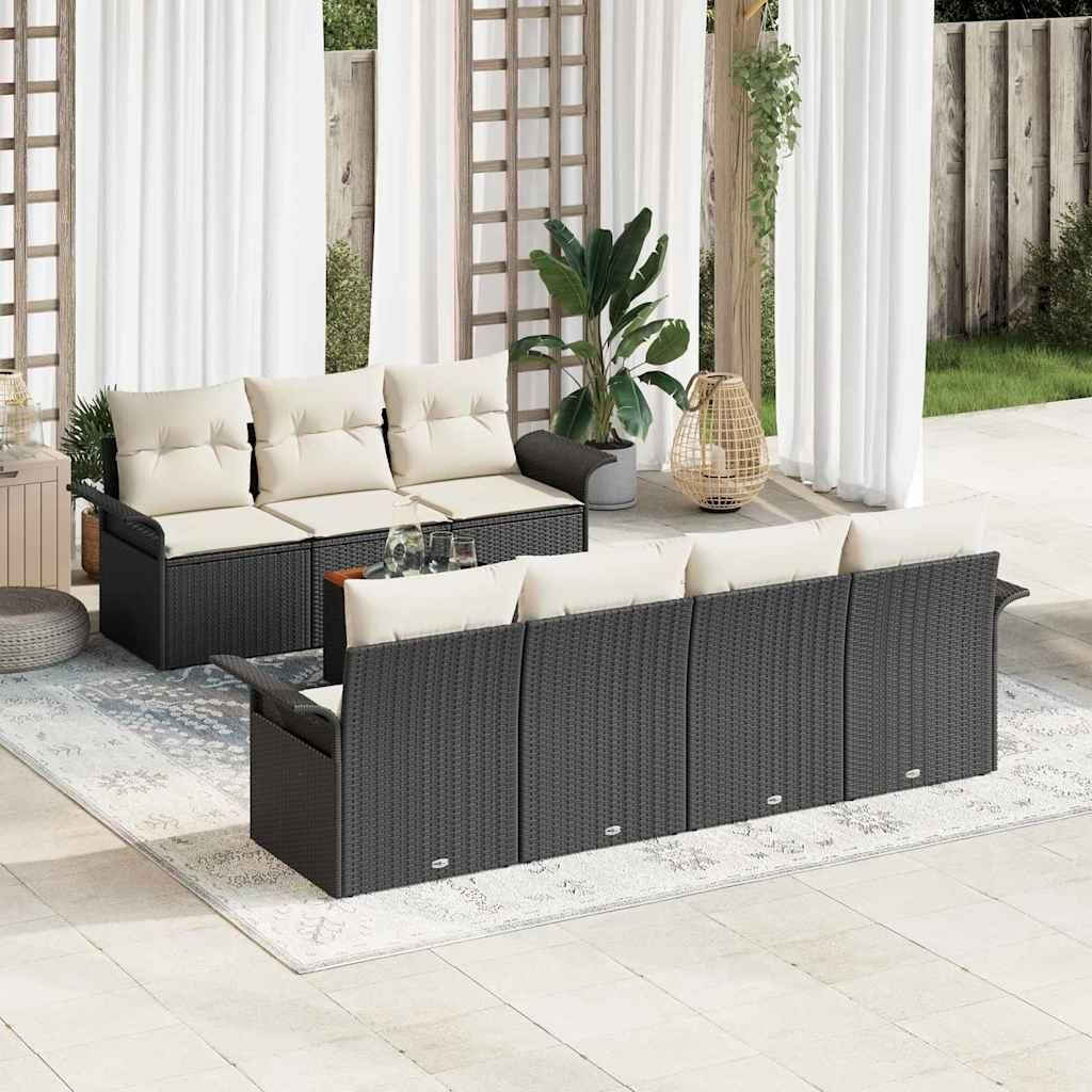 Maison Exclusive - Gartensofa-set mit Kissen 8 pcs Schwarz Poly-Rattan