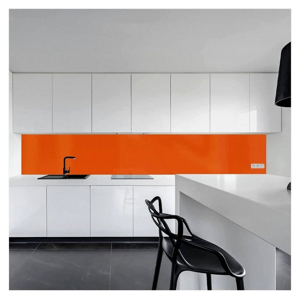 Küchenrückwand aus Aluminiumverbund, Spritzschutz für die Küche, 3mm dick, Orange, 30x180cm