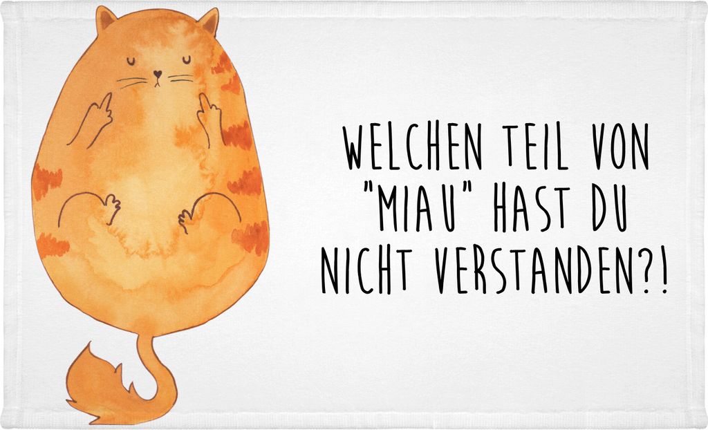 Mr. & Mrs. Panda Handtuch Katze Mittelfinger - Weiß - Geschenk, Cats, Kater, kleines, Flauschtuch, 100x50, Händehandtuch, Mietze, 50x100, Cat, Ka...