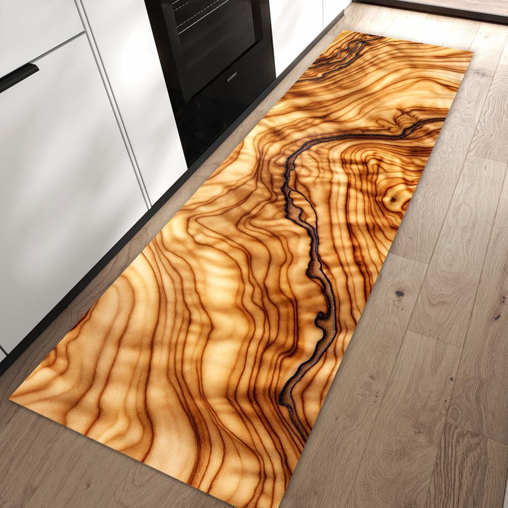 Küchenteppich 80x250cm rutschfest & abwischbar PVC Läufer - Holzmuster