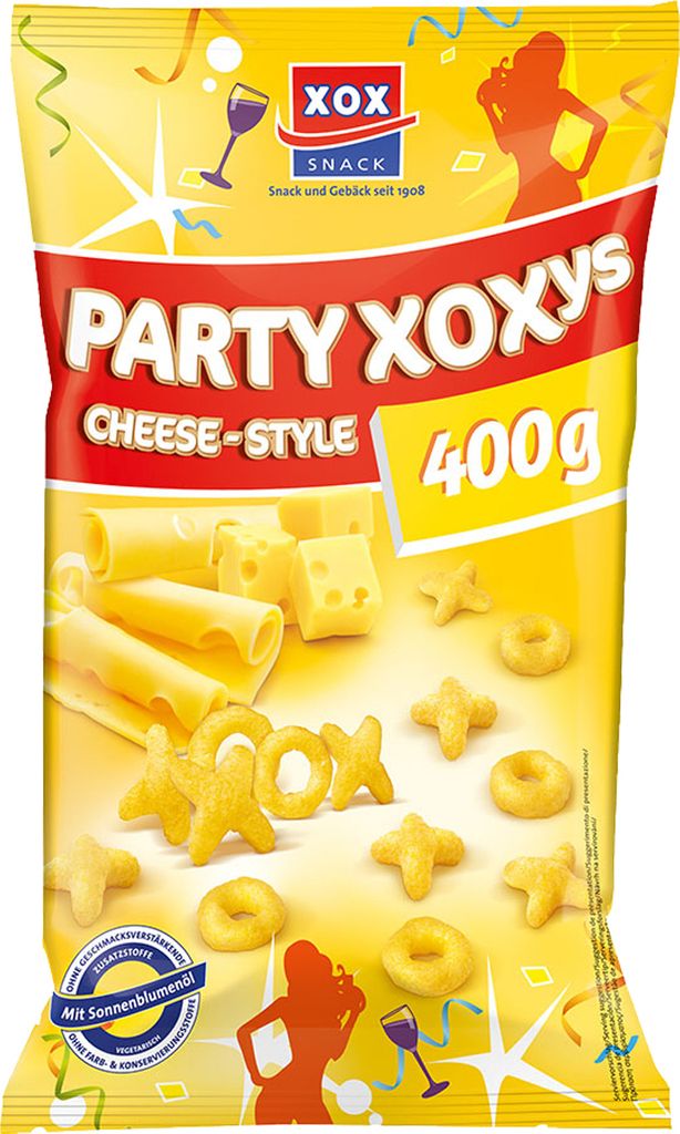 XOX Party XOXys Cheese Style Mais Snack mit geriebenem Käse 400g