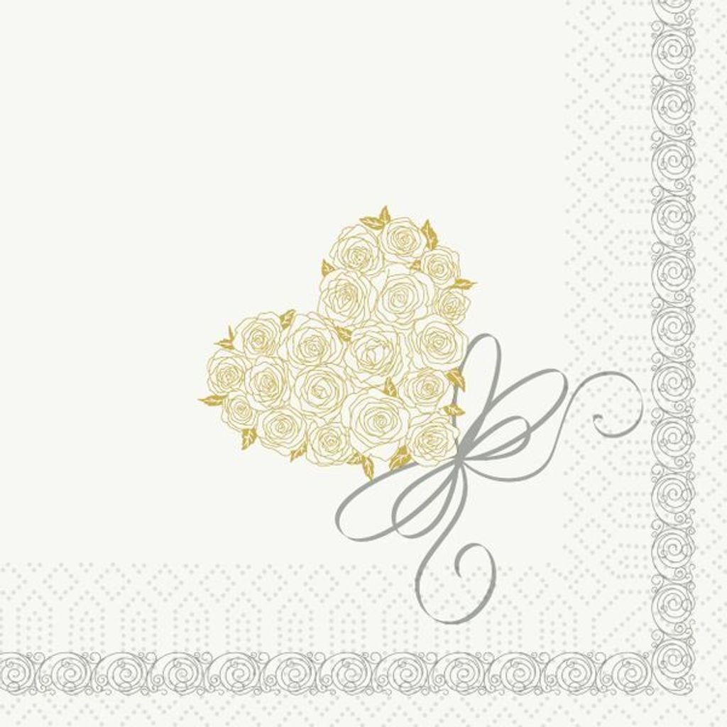 10x Zelltuchservietten 33 x 33 cm 3-lagig 1/4 Falz Heart | Packung (50 Stück)
