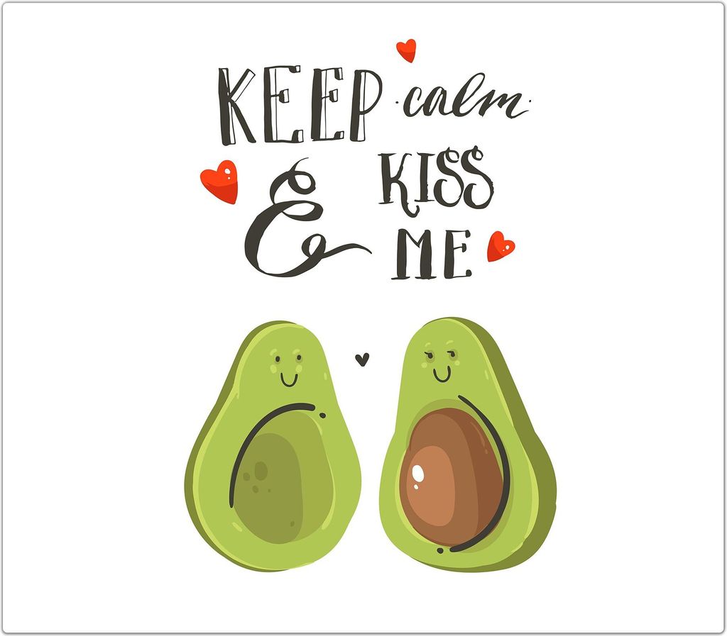 Spritzschutz Herdabdeckplatte Schneidebrett aus Glas Illustration Avocado 1-Teilig (60x52cm)