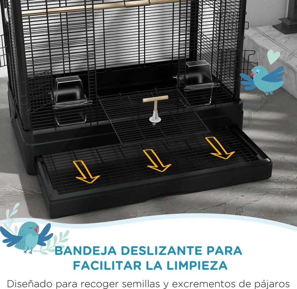 Cage oiseaux robuste avec bac extractible et structure bois de sapin - 3