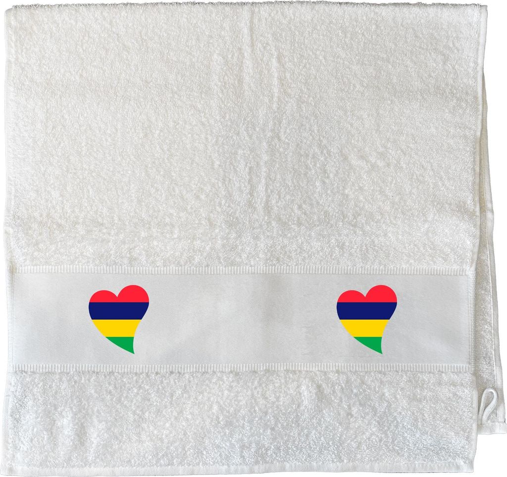 Huuraa Gäste-Handtuch Mauritius Flagge Herz Geschenk 50x100cm White Baumwolle Handtuch Motiv Mauritius Präsent