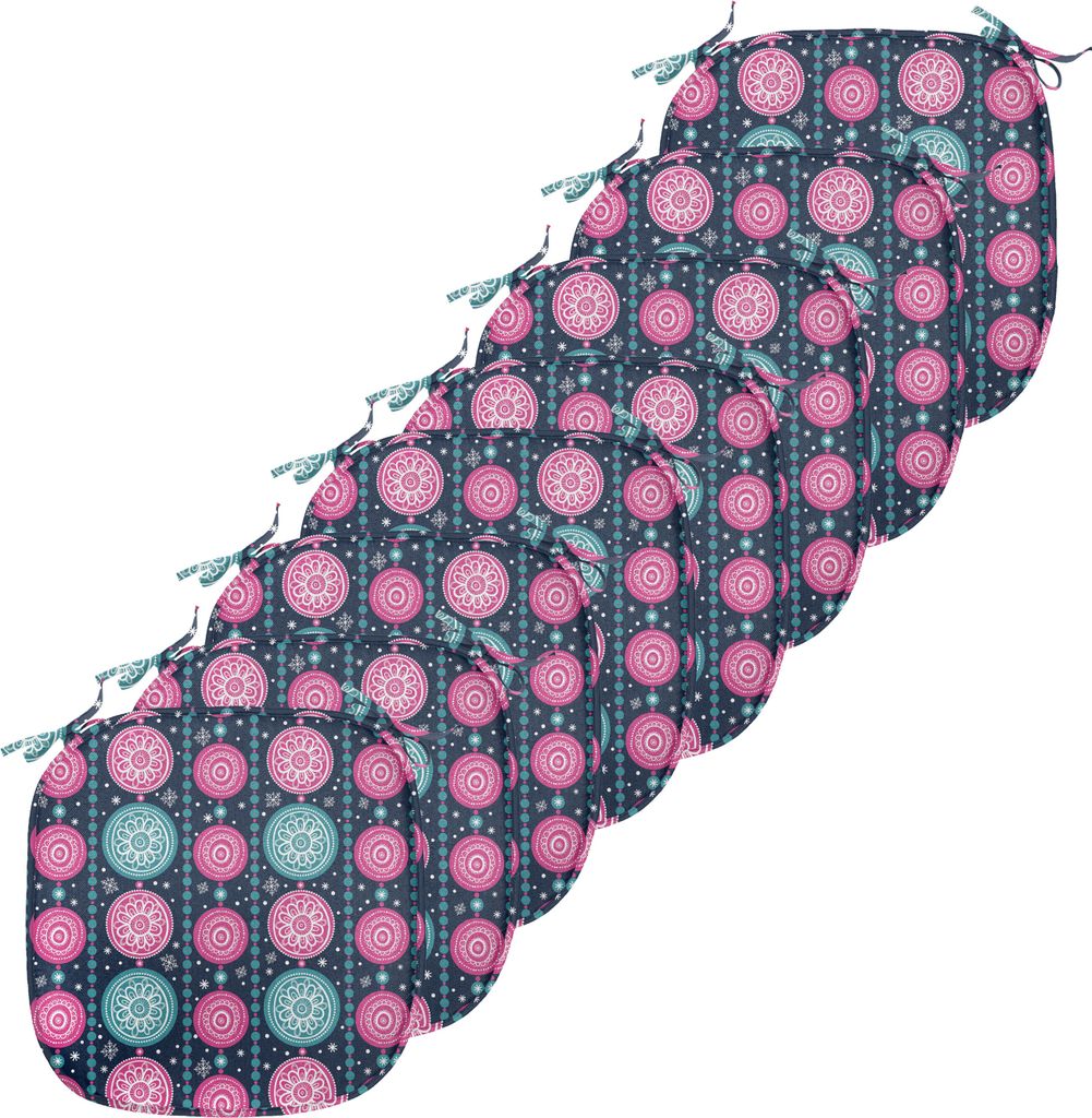 ABAKUHAUS Weihnachten Polster für Esszimmerstühle, floral Kreise, Dekoratives wasserfestes Kissen mit Riemen für Küchensitze, 40 cm x 40 cm-8er...