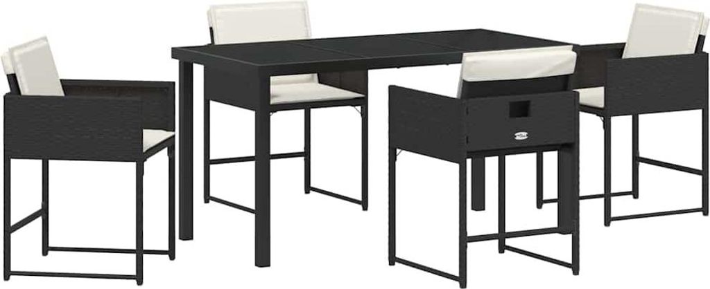 vidaXL Garten Essgruppe 5 pcs Schwarz Poly-Rattan