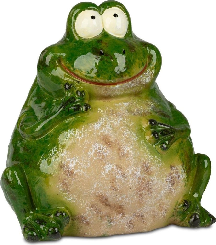Dekofigur Frosch Cartoon stehend H. 24cm grün creme aus Keramik Formano S26