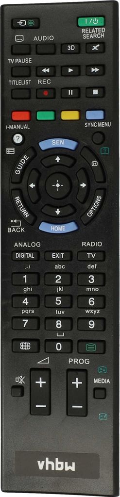 vhbw Fernbedienung kompatibel mit Sony KDL-40R474A, KDL-40S2010, KDL-40S2000, KDL-40V2000, KDL-40S2030 Fernseher, TV - Ersatzfernbedienung