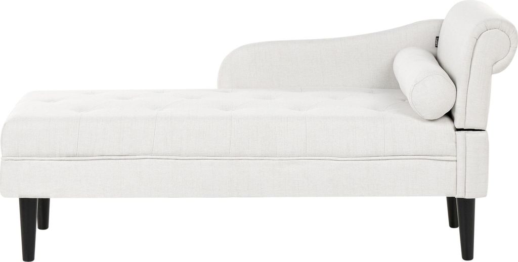 BELIANI Chaiselongue Rechts Cremeweiß Stoff Gepolstert Gesteppt mit Kissen Holzbeinen Moderne Sofaliege Relaxliege Récamiere Wohnzimmer Schlafzimmer