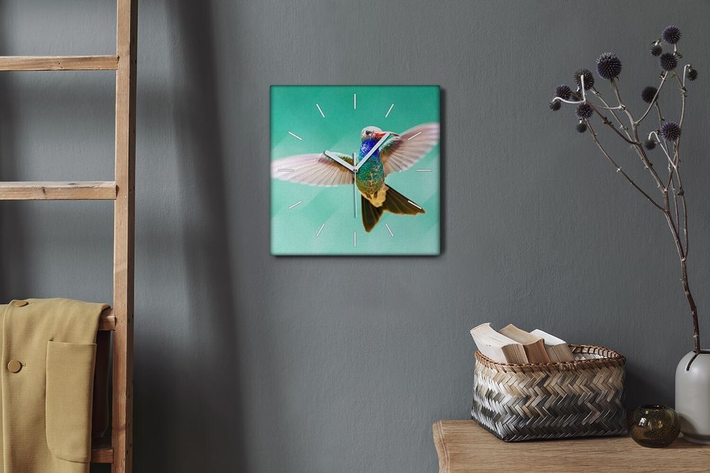 Coloray Hodiny Unikátní 30x30 cm Tiché hodiny Pro obývací pokoj a kuchyň Nástěnné hodiny Plátno Bílé ručičky hodin - Zvířecí pták