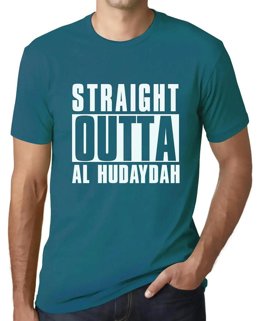 Herren Grafik T-Shirt Direkt aus Al Hudaydah – Straight Outta Al Hudaydah – Öko-Verantwortlich Vintage Jahrgang Kurzarm Lustige Druck Geburtstag