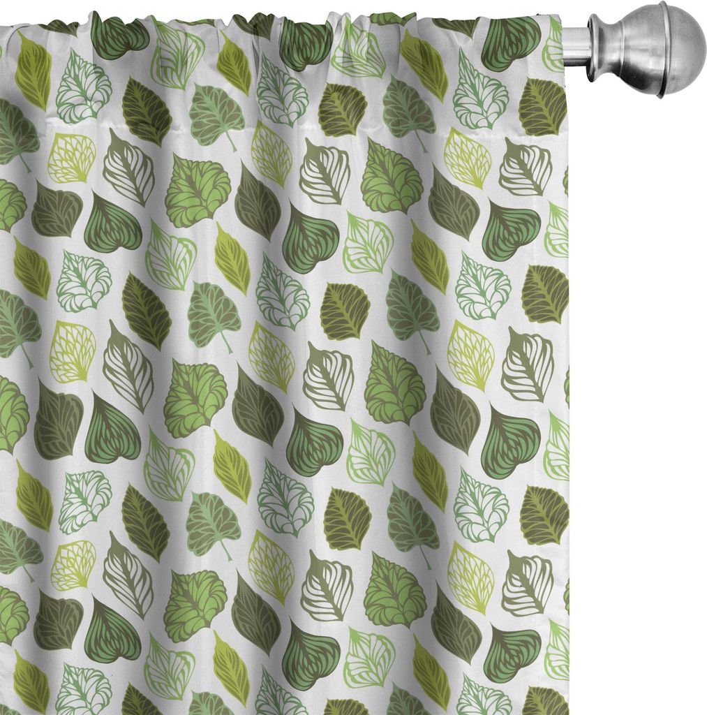 ABAKUHAUS Blätter Vorhänge, Gardinen, Frühling Natur Themed Grün Shaded Laub Verziert Diagonal-Muster, 2 Stück 75 x 225 cm, Grün Hellgrün