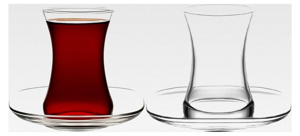 Türkische Teegläser 155 ml (6 Teegläser + 6 Untertassen)