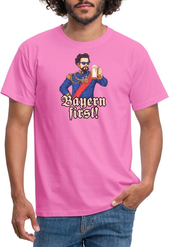 Spreadshirt König Ludwig Mit Bier Bayern First Männer T-Shirt, 3XL, Pink