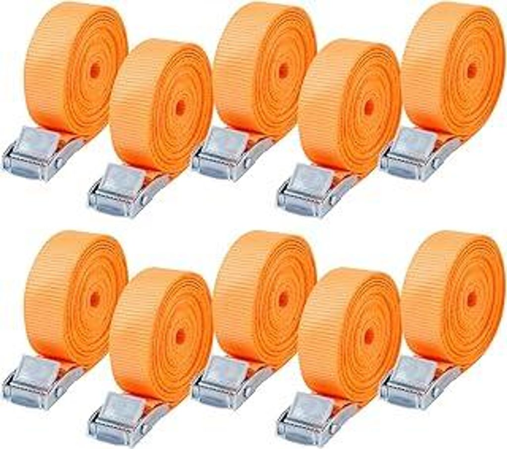 10 Stück Spanngurt,Zurrgurt,25 mm x 4 m,Spanngurte mit Klemmenschlössern,Wirtschaftlich und anwendbar,entsprechen DIN EN 12195-2,Für Fahrräder,...