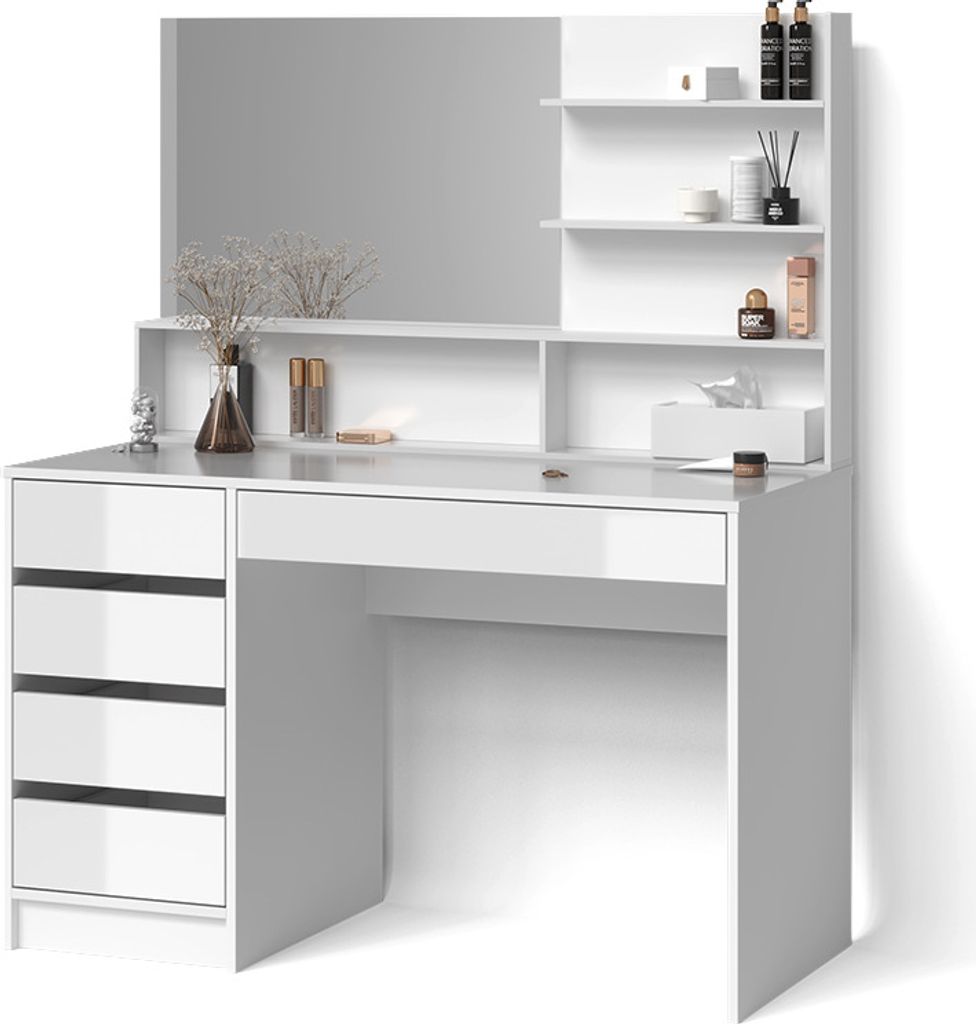 Schminktisch Livinity Imola Weiß 145 cm mit Spiegel, Model 52430