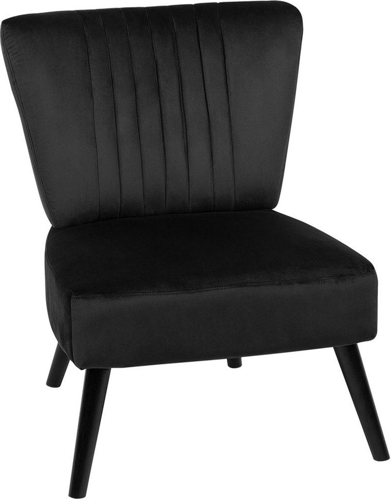 BELIANI Sessel Schwarz Samtstoff Gummibaumholz Retro Stil ohne Armlehnen Wohnzimmer